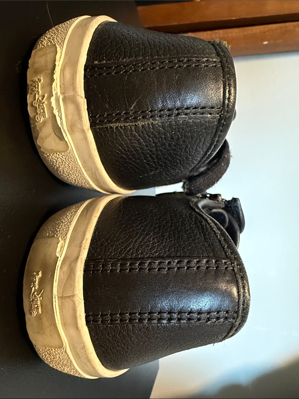 Coach Black Leather Sneakers with White Soles